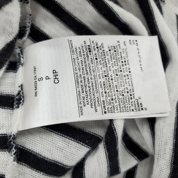 Banana Republic Dress Linen Blend Womens Size Small Striped Black White - Picture 5 of 9